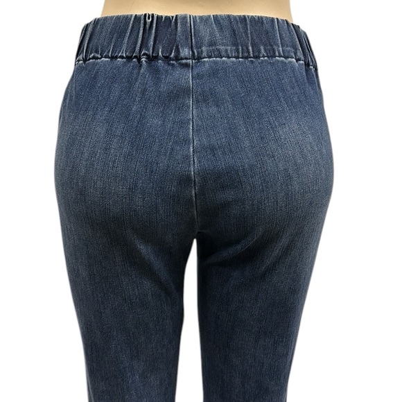 Soft Surroundings Metro Floral Embroidered Pull On Stretch Blue Jeans Petite S - Picture 9 of 15